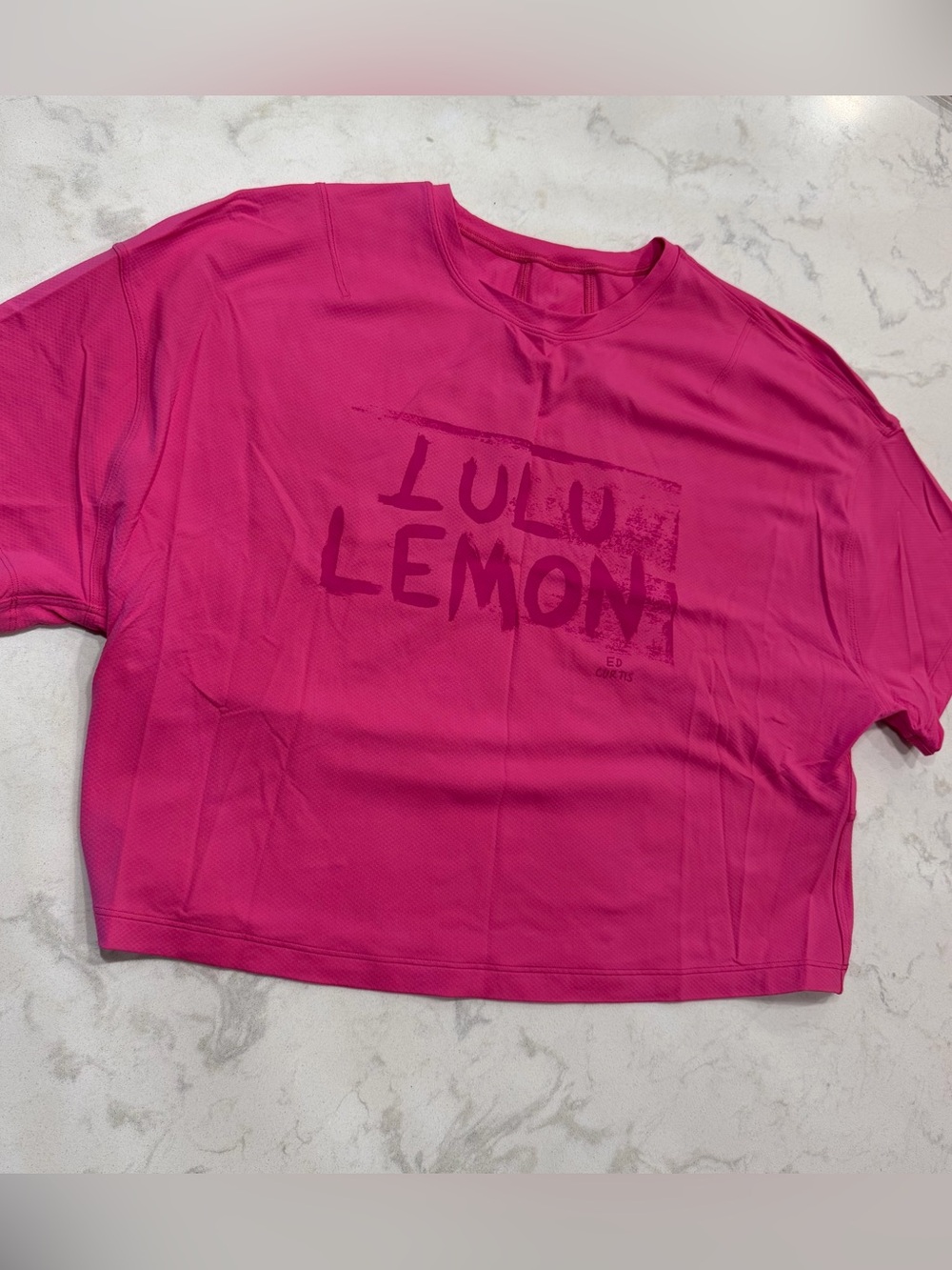 Lulu Lemon Graphic Cropped Tee - Pink - Picture 3 of 4
